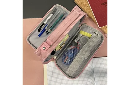 Školské puzdro - ružová pera s uchom