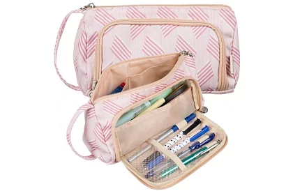 Školské puzdro - ružová pera s vzorom