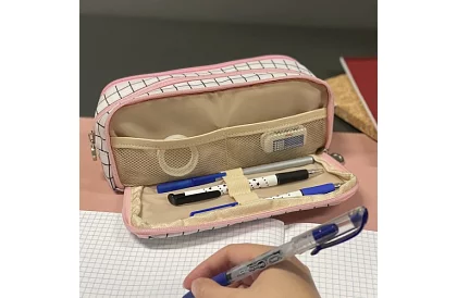 Rozšíriteľné školské puzdro - károvaný peračník