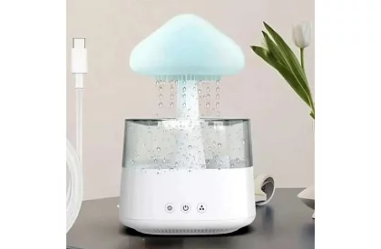 Zvlhčovač s led nočnou lampou s efektom dopadajúceho dažďa