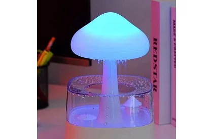 Zvlhčovač s led nočnou lampou s efektom dopadajúceho dažďa