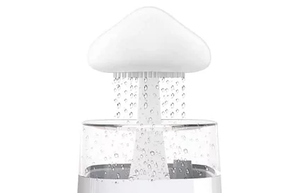 Zvlhčovač s led nočnou lampou s efektom dopadajúceho dažďa