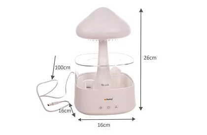 Zvlhčovač s led nočnou lampou s efektom dopadajúceho dažďa