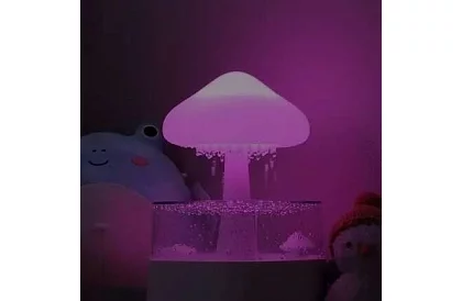 Zvlhčovač s led nočnou lampou s efektom dopadajúceho dažďa