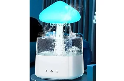 Zvlhčovač s led nočnou lampou s efektom dopadajúceho dažďa