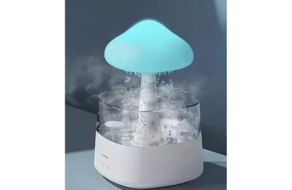 Zvlhčovač s led nočnou lampou s efektom dopadajúceho dažďa