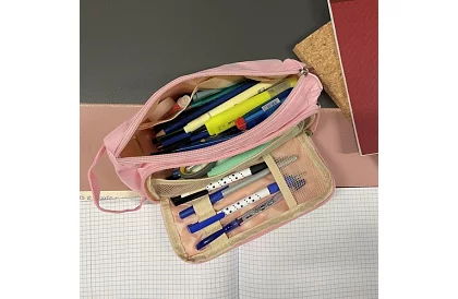 Školské puzdro - ružová pera s uchom