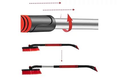 Teleskopická škrabka na okná s kefou na sneh