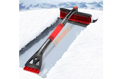 Teleskopická škrabka na okná s kefou na sneh