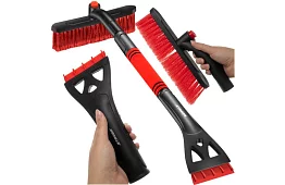 Teleskopická škrabka na okná s kefou na sneh