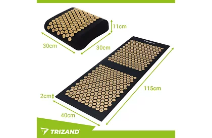 Zdravotná akupresúrna podložka s vankúšom a 2 masážnymi guľôčkami