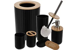 Kúpeľňové doplnky - čierna sada 6 kusov