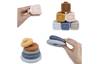 Mäkké senzorické bloky pre deti – sada 12 ks + medvedík Koala