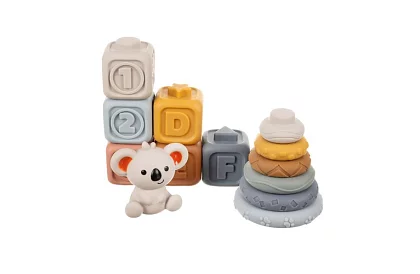 Mäkké senzorické bloky pre deti – sada 12 ks + medvedík Koala