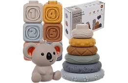 Mäkké senzorické bloky pre deti – sada 12 ks + medvedík Koala