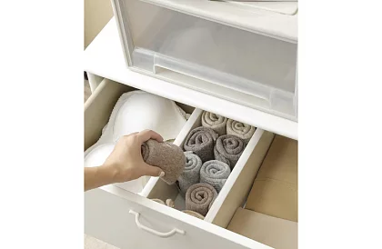 Nastaviteľné organizéry do zásuviek - biely - sada 4 kusov