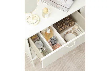 Nastaviteľné organizéry do zásuviek - biely - sada 4 kusov