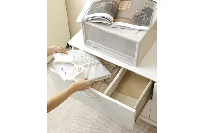 Nastaviteľné organizéry do zásuviek - biely - sada 4 kusov