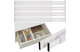 Nastaviteľné organizéry do zásuviek - biely - sada 4 kusov