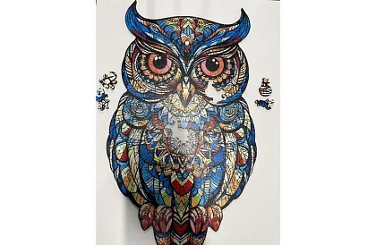 Drevené puzzle sova - 177 dielov - 38 x 21,5 cm