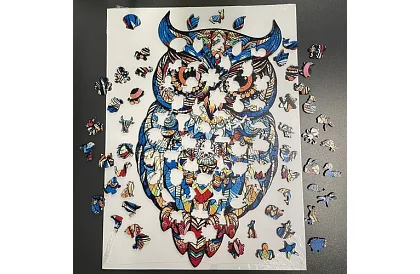 Drevené puzzle sova - 177 dielov - 38 x 21,5 cm
