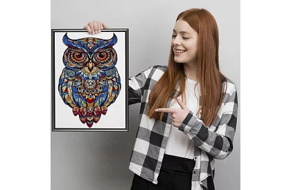 Drevené puzzle sova - 177 dielov - 38 x 21,5 cm