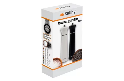 Ručné mlynčeky na korenie 2 kusy - Black and White