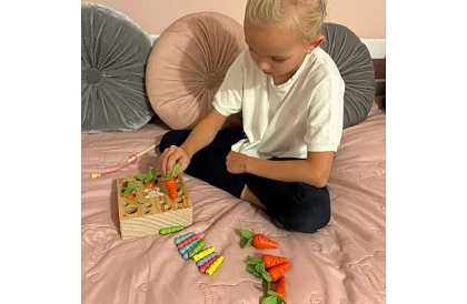 Drevená vzdelávacia hra 2v1 – magnetická záhradka