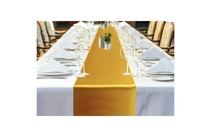 Zlatý saténový behúň – šerpa na stôl 900 × 36 cm