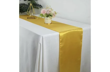 Zlatý saténový behúň – šerpa na stôl 900 × 36 cm
