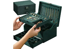 Elegantná semišová šperkovnica – zelená