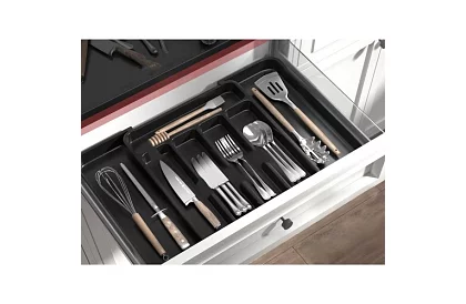 Bambusový organizér do zásuviek – čierny príborník