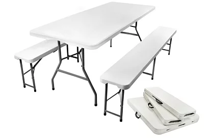 Skladací stôl 180 cm + 2 lavice