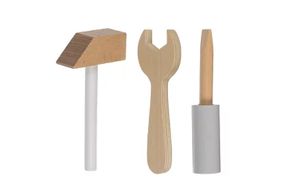 Detská dielňa s drevenými nástrojmi 3 v 1