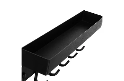 Nástenná magnetická polica s vešiakmi – 6 háčikov