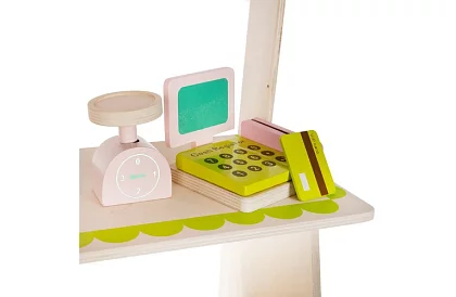 Drevený predajný stánok s príslušenstvom