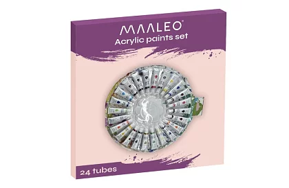 Sada akrylových farieb – 24 x 12 ml + paleta