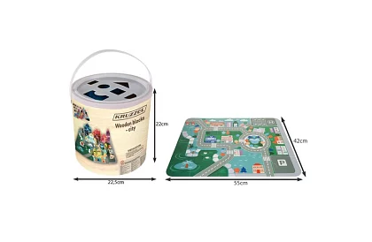 Drevené kocky mesto 100 ks s podložkou a triedičom tvarov