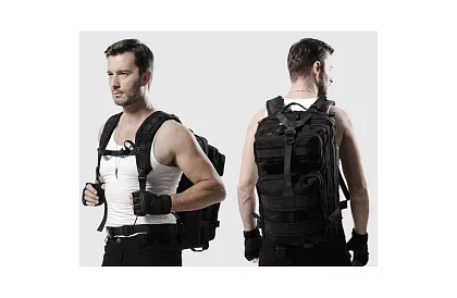 Vojenský čierny batoh 26 litrov