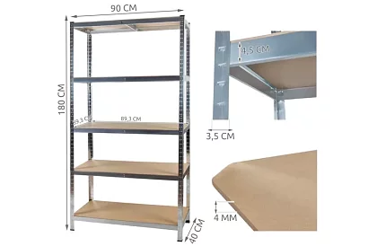 Skladový regál 5 políc 180x90x40 cm