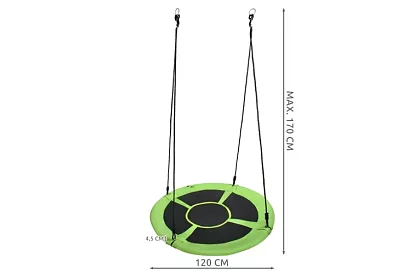 Závesná hojdačka čapí hniezdo zelenočierna 100 cm – nosnosť 150 kg