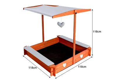 Drevené pieskovisko so strieškou 118 × 118 cm