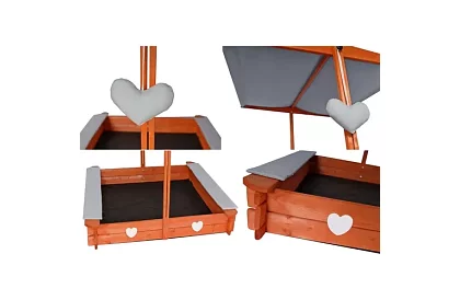 Drevené pieskovisko so strieškou 118 × 118 cm