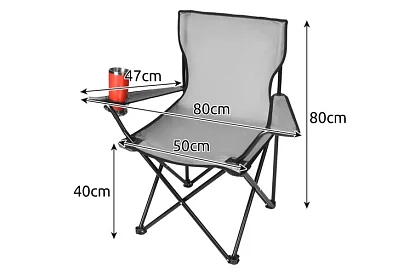 Skladacie rybárske kreslo – šedé kempingové kreslo