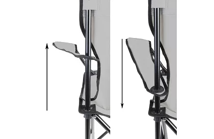 Skladacie rybárske kreslo – šedé kempingové kreslo