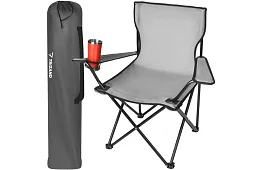 Skladacie rybárske kreslo – šedé kempingové kreslo