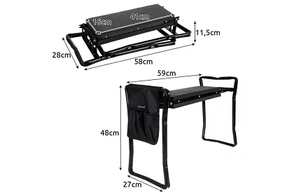 Skladací záhradné kľačadlo 3v1 – kľačadlo, lavička a organizér s náradím