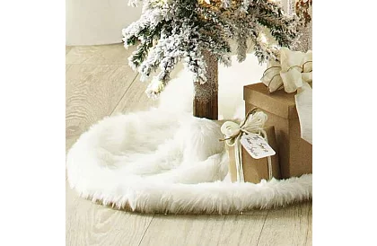 Podložka pod vianočný stromček - 90 cm - biela kožušina