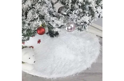 Podložka pod vianočný stromček - 90 cm - biela kožušina