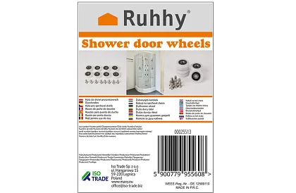 Kolečka pre posuvné dvere sprchových kútov 23 x 6 mm – 8 ks